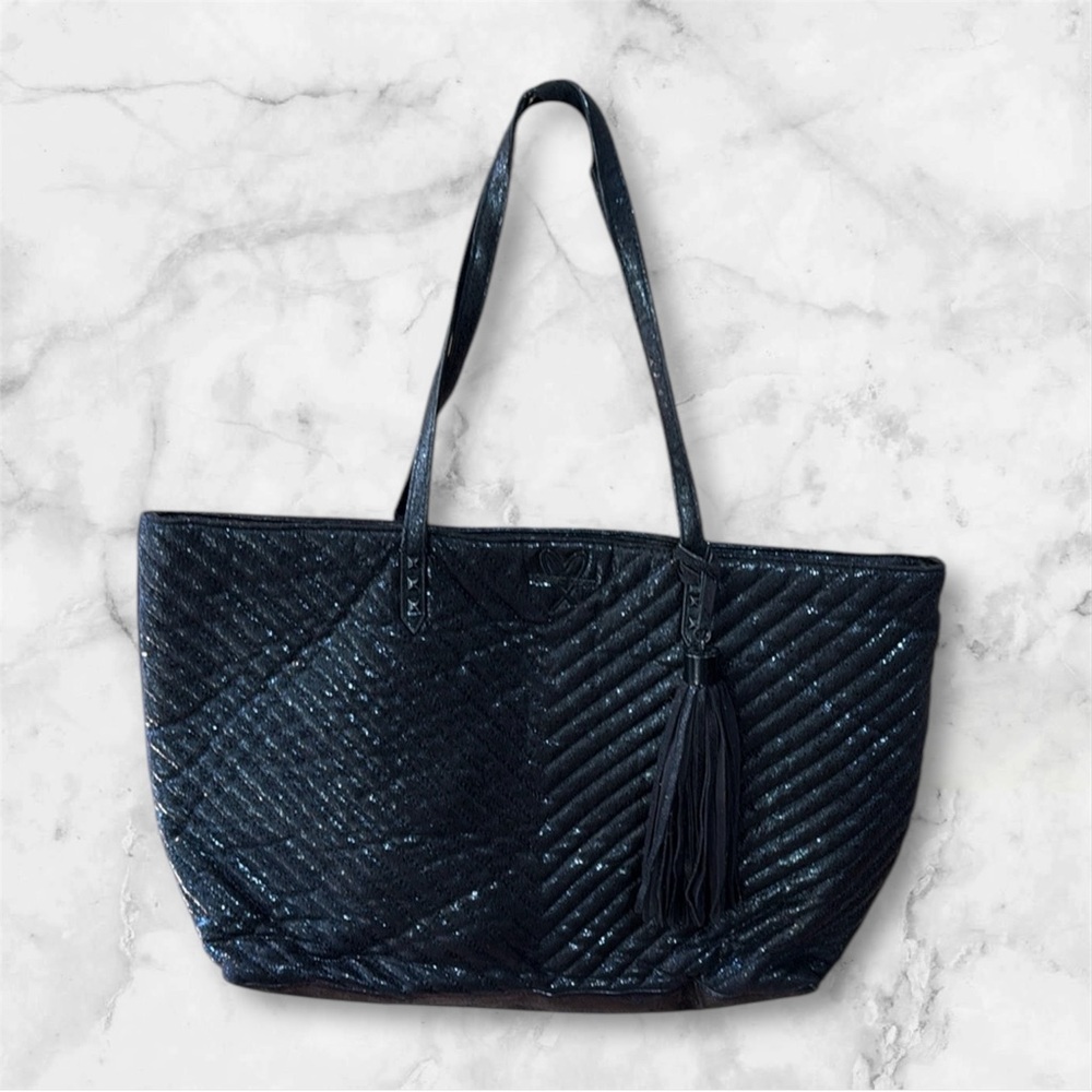 Victoria’s secret Elegant Tote Bag quilted metallic black large